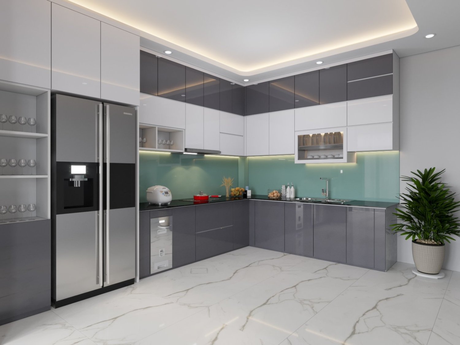 phong bep mau xam khoi hien dai