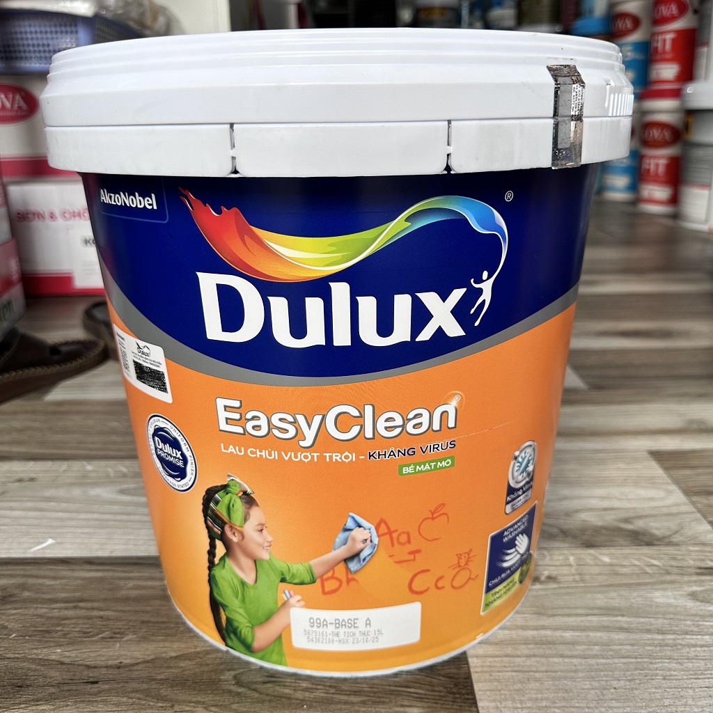 Sơn Dulux EasyClean Lau Chùi Vượt Trội Kháng Virus Mờ 99A tích hợp công nghệ Silver Ion Technology cho hiệu quả kháng virus và vi khuẩn lên đến 99%, khả năng lau chùi lên đến 10.000 lần