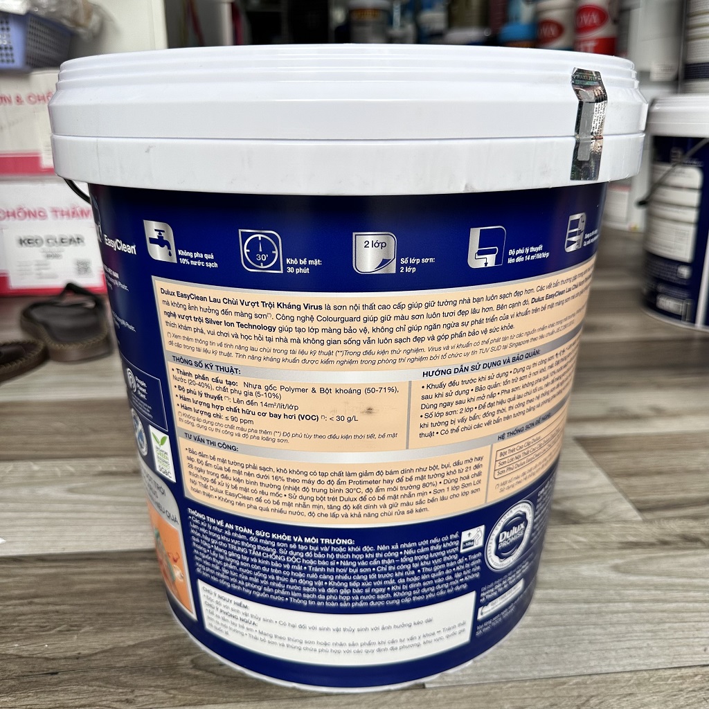 Sơn Dulux EasyClean Lau Chùi Vượt Trội Kháng Virus Mờ 99A tích hợp công nghệ Silver Ion Technology cho hiệu quả kháng virus và vi khuẩn