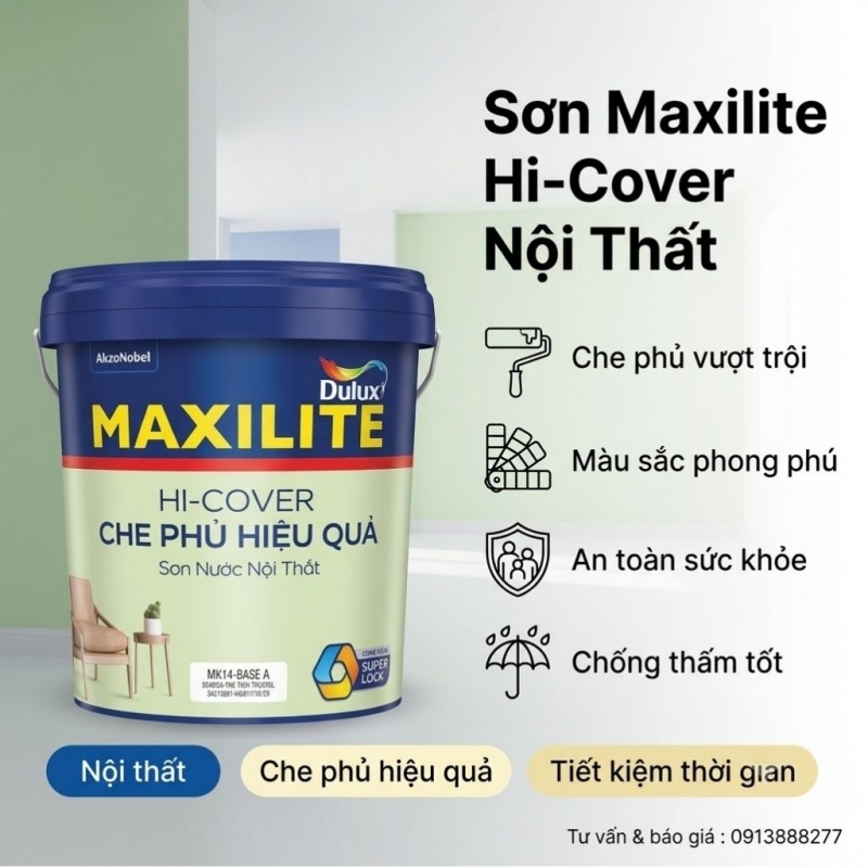 Sơn Maxilite Hi Cover Trong Nhà 15L