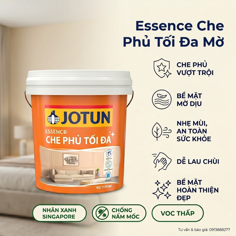 Sơn Nội Thất Jotun Essence Che Phủ Tối Đa Mờ 15L