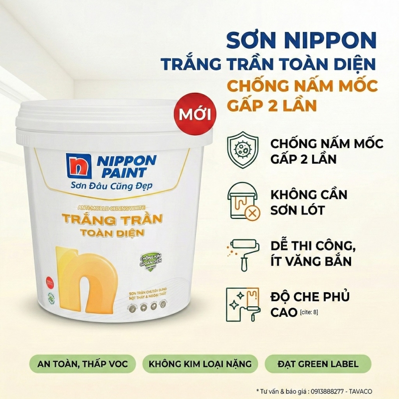 Sơn Nội Thất Nippon Trắng Trần Toàn Diện 15L