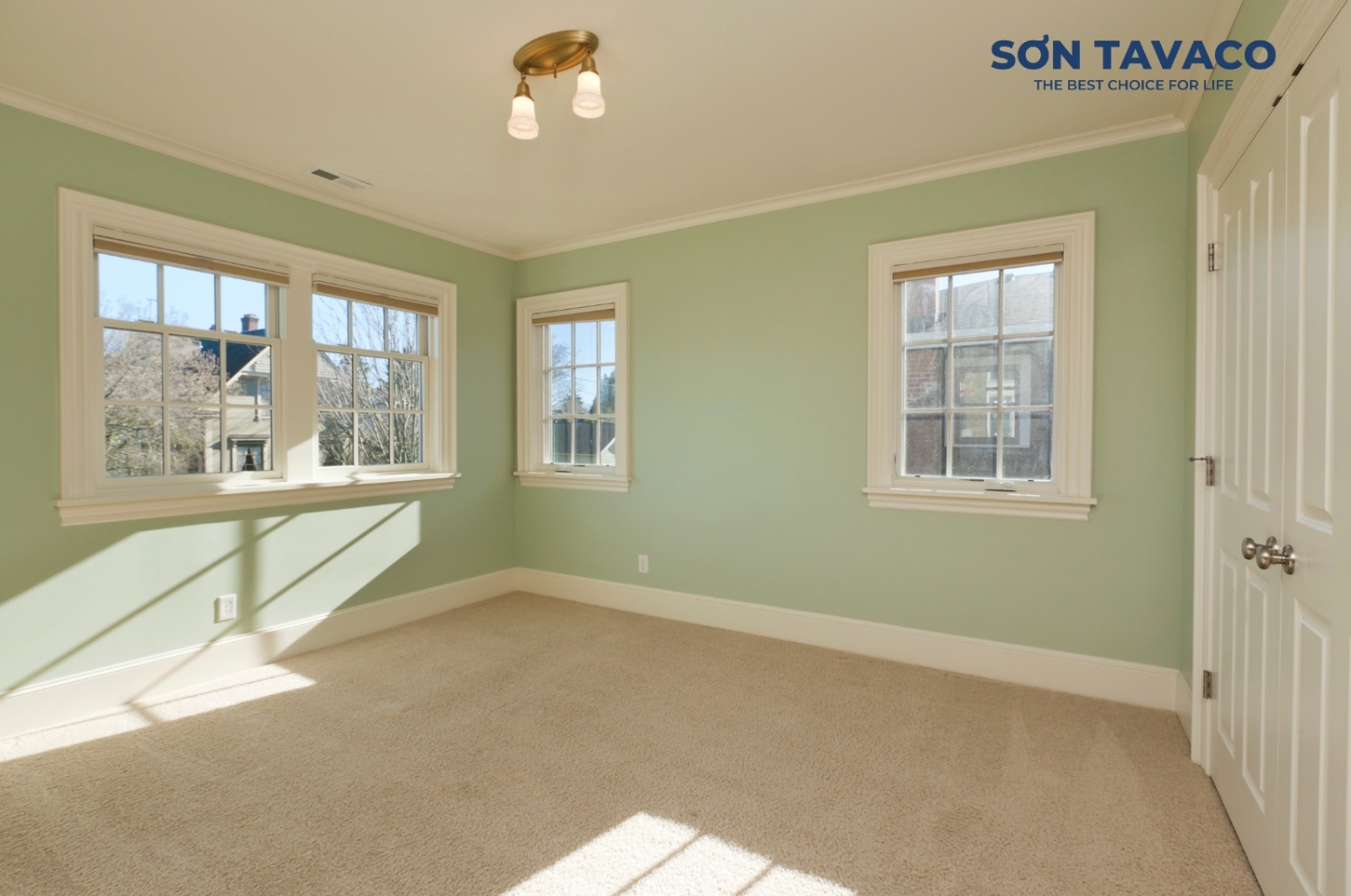 phoi mau son nha mau xanh reu nhat