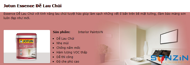 sơn jotun essence dể lau chùi