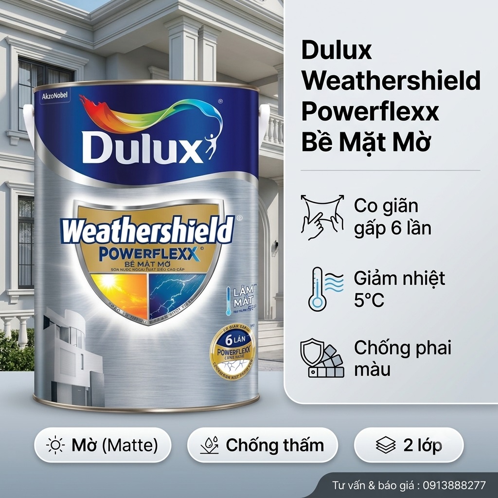 Sơn Ngoại Thất Dulux Weathershield Powerflexx GJ8 Mờ