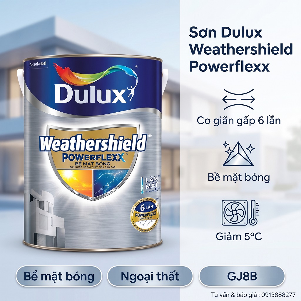 Sơn Dulux Weathershield Powerflexx GJ8B Siêu Bóng